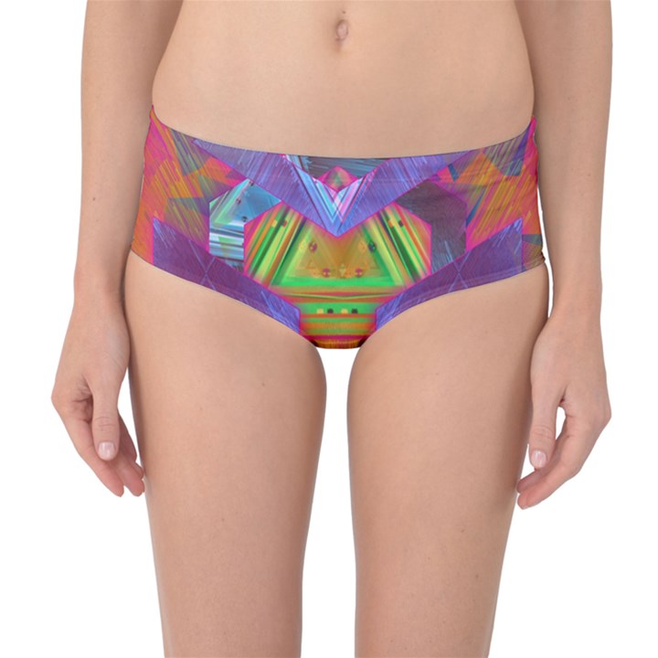 Glitch Glitch Art Grunge Distortion Mid-Waist Bikini Bottoms