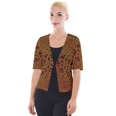 Beautiful Art Pattern Cropped Button Cardigan