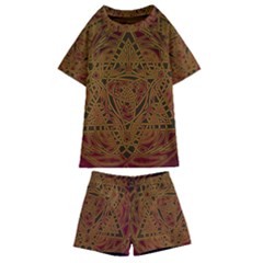 Beautiful Art Pattern Kids  Swim Tee And Shorts Set