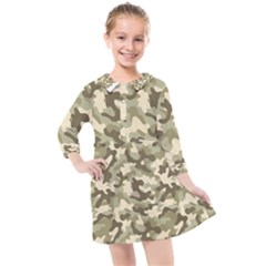 Camouflage 03 Kids  Quarter Sleeve Shirt Dress by quinncafe82