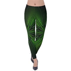 Green Fractal Art Artistic Pattern Velvet Leggings