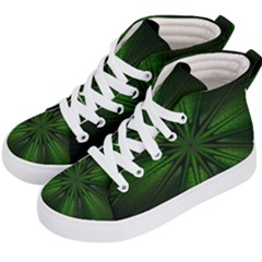 Green Fractal Art Artistic Pattern Kid s Hi-top Skate Sneakers by Nexatart