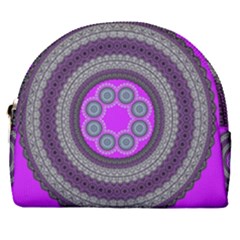 Round Pattern Ethnic Design Horseshoe Style Canvas Pouch