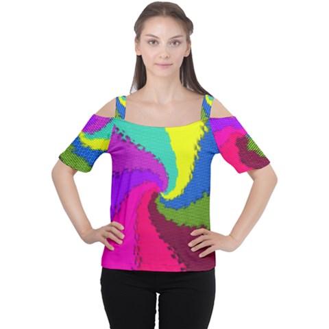 Art Abstract Pattern Color Cutout Shoulder Tee by Nexatart