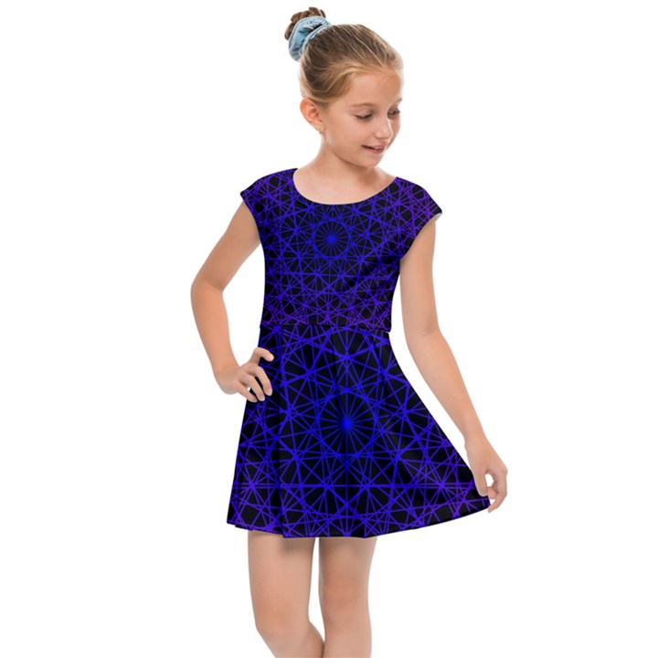 Background Lines Pattern Line Art Kids Cap Sleeve Dress