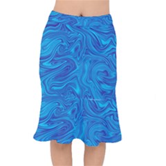 Blue Abstract Pattern Art Shape Mermaid Skirt