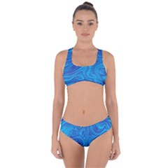 Blue Abstract Pattern Art Shape Criss Cross Bikini Set by Nexatart