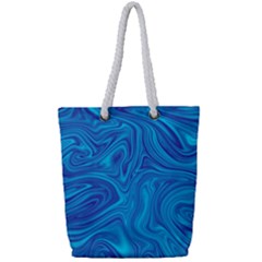 Blue Abstract Pattern Art Shape Full Print Rope Handle Tote (small)