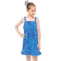 Blue Abstract Pattern Art Shape Kids  Overall Dress