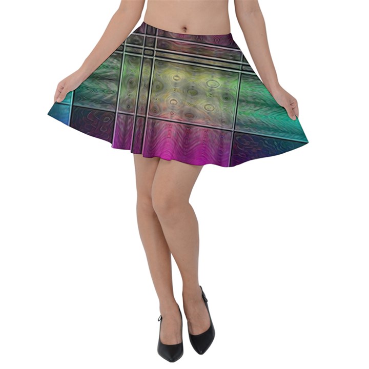 Abstract Desktop Pattern Wallpaper Velvet Skater Skirt