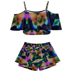 Butterfly Color Pop Art Kids  Off Shoulder Skirt Bikini