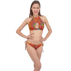 Abstract Pattern Art Canvas Cross Front Halter Bikini Set by Nexatart