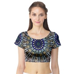 Pattern Art Form Architecture Short Sleeve Crop Top by Nexatart