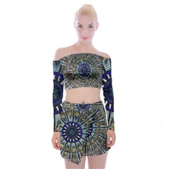 Pattern Art Form Architecture Off Shoulder Top With Mini Skirt Set by Nexatart