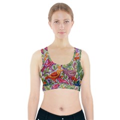 Art Flower Pattern Background Sports Bra With Pocket