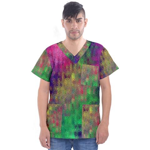 Background Abstract Art Color Men s V-neck Scrub Top by Nexatart