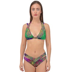 Background Abstract Art Color Double Strap Halter Bikini Set