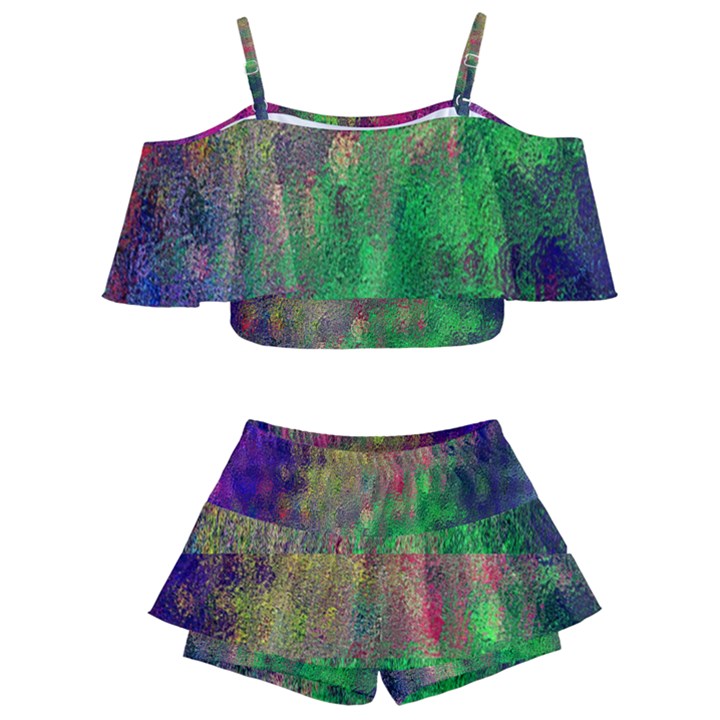 Background Abstract Art Color Kids  Off Shoulder Skirt Bikini