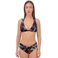 Fall Leaves Abstract Double Strap Halter Bikini Set by bloomingvinedesign