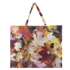 Fall Leaves Bright Zipper Large Tote Bag by bloomingvinedesign