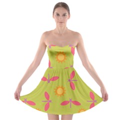 Dragonfly Sun Flower Seamlessly Strapless Bra Top Dress