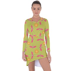 Dragonfly Sun Flower Seamlessly Asymmetric Cut-out Shift Dress by Nexatart