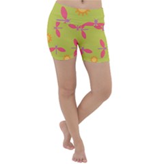 Dragonfly Sun Flower Seamlessly Lightweight Velour Yoga Shorts by Nexatart