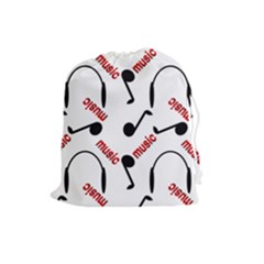 Music Letters Word Headphones Note Drawstring Pouch (large) by Nexatart