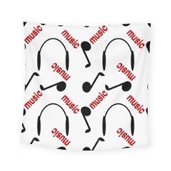Music Letters Word Headphones Note Square Tapestry (small) by Nexatart