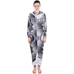 Lotus Mandala Flower Floral Hooded Jumpsuit (ladies)  by Nexatart