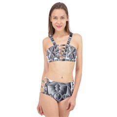 Lotus Mandala Flower Floral Cage Up Bikini Set