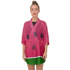 Watermelon Fruit Summer Red Fresh Half Sleeve Chiffon Kimono by Nexatart