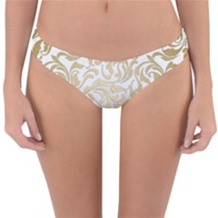 Gold Vintage Rococo Model Patern Reversible Hipster Bikini Bottoms