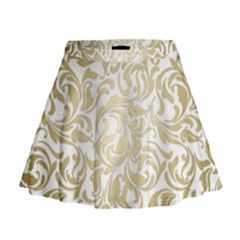 Gold Vintage Rococo Model Patern Mini Flare Skirt by Nexatart