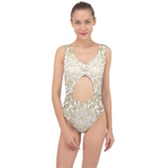 Gold Vintage Rococo Model Patern Center Cut Out Swimsuit