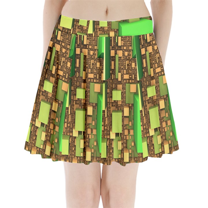 Blocks Cubes Construction Design Pleated Mini Skirt