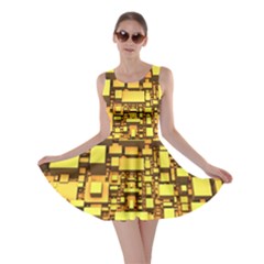 Cubes Grid Geometric 3d Square Skater Dress by Nexatart