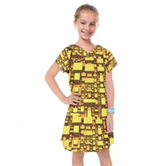 Cubes Grid Geometric 3d Square Kids  Drop Waist Dress by Nexatart