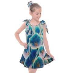 Hydrangeas Blossom Bloom Blue Kids  Tie Up Tunic Dress by Nexatart