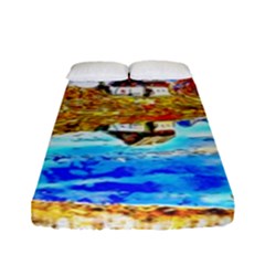 Lake Chalet Mountain Art Fitted Sheet (full/ Double Size) by Nexatart