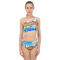 Lake Chalet Mountain Art Spliced Up Two Piece Swimsuit by Nexatart