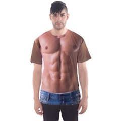 Dark Peach Puff Funny Muscular Print Men s Sports Mesh Tee