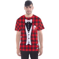 Red Checkered Gentleman Pattern Men s Sports Mesh Tee