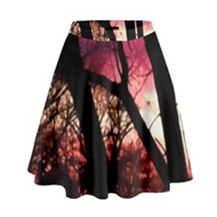 Fall Sunset Through The Trees High Waist Skirt by bloomingvinedesign