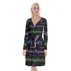 Random Long Sleeve Velvet Front Wrap Dress