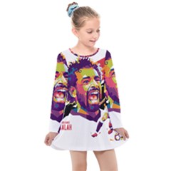 Mo Salah The Egyptian King Kids  Long Sleeve Dress by 2809604