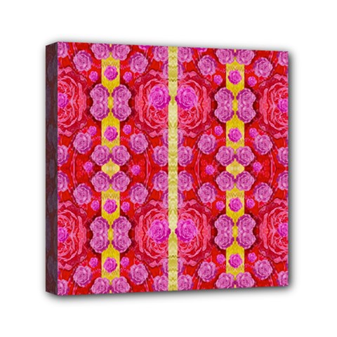 Roses And Butterflies On Ribbons As A Gift Of Love Mini Canvas 6  X 6  (stretched) by pepitasart