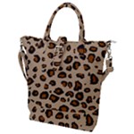 Leopard Abstract Buckle Top Tote Bag