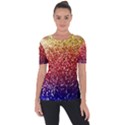 Rainbow Glitter Graphic Shoulder Cut Out Short Sleeve Top View1