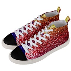 Rainbow Glitter Graphic Men s Mid-top Canvas Sneakers